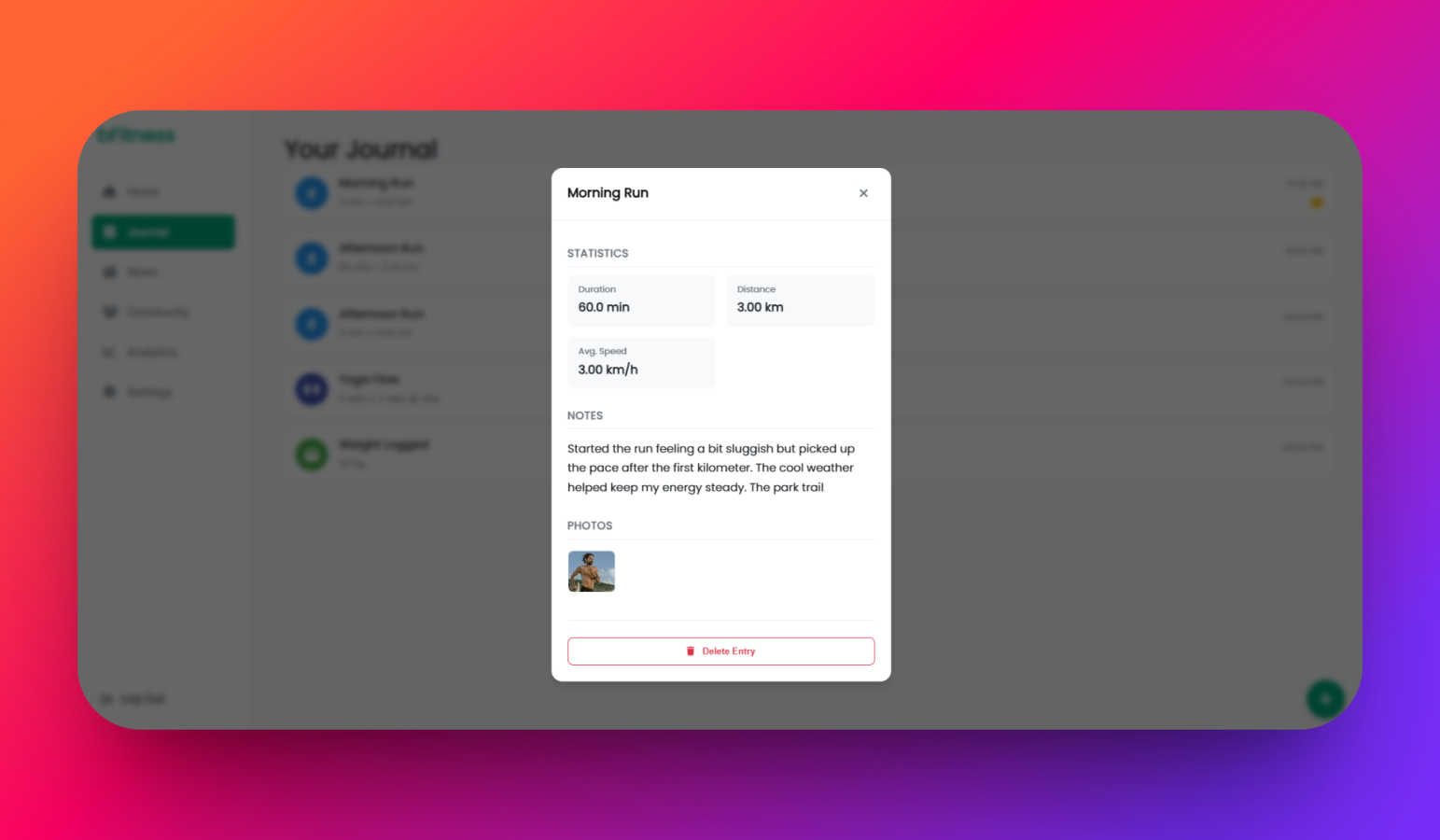 bFitness application interface and features