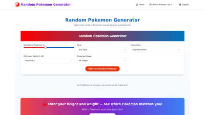 Random Pokémon Generator - AI tool for Content Creation