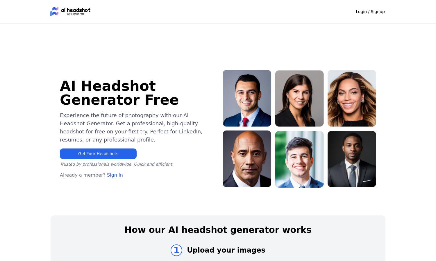 AI Headshot Generator Free Website