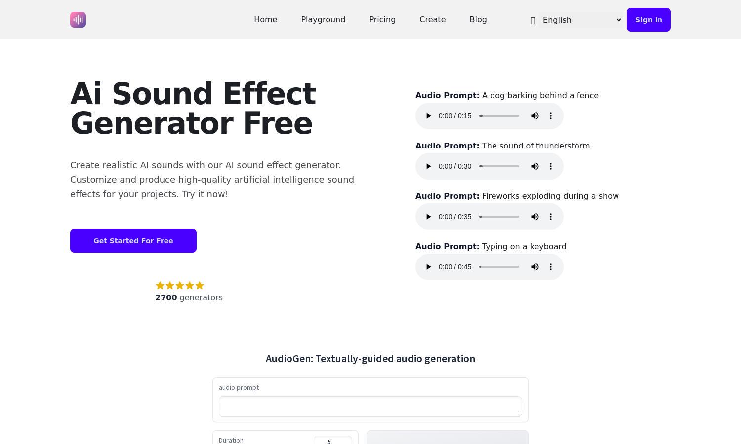 AI Sound Effect Generator Website