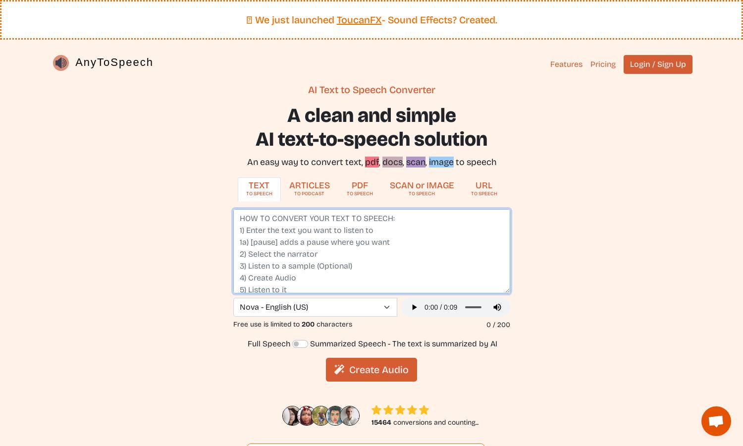 AnyToSpeech Website