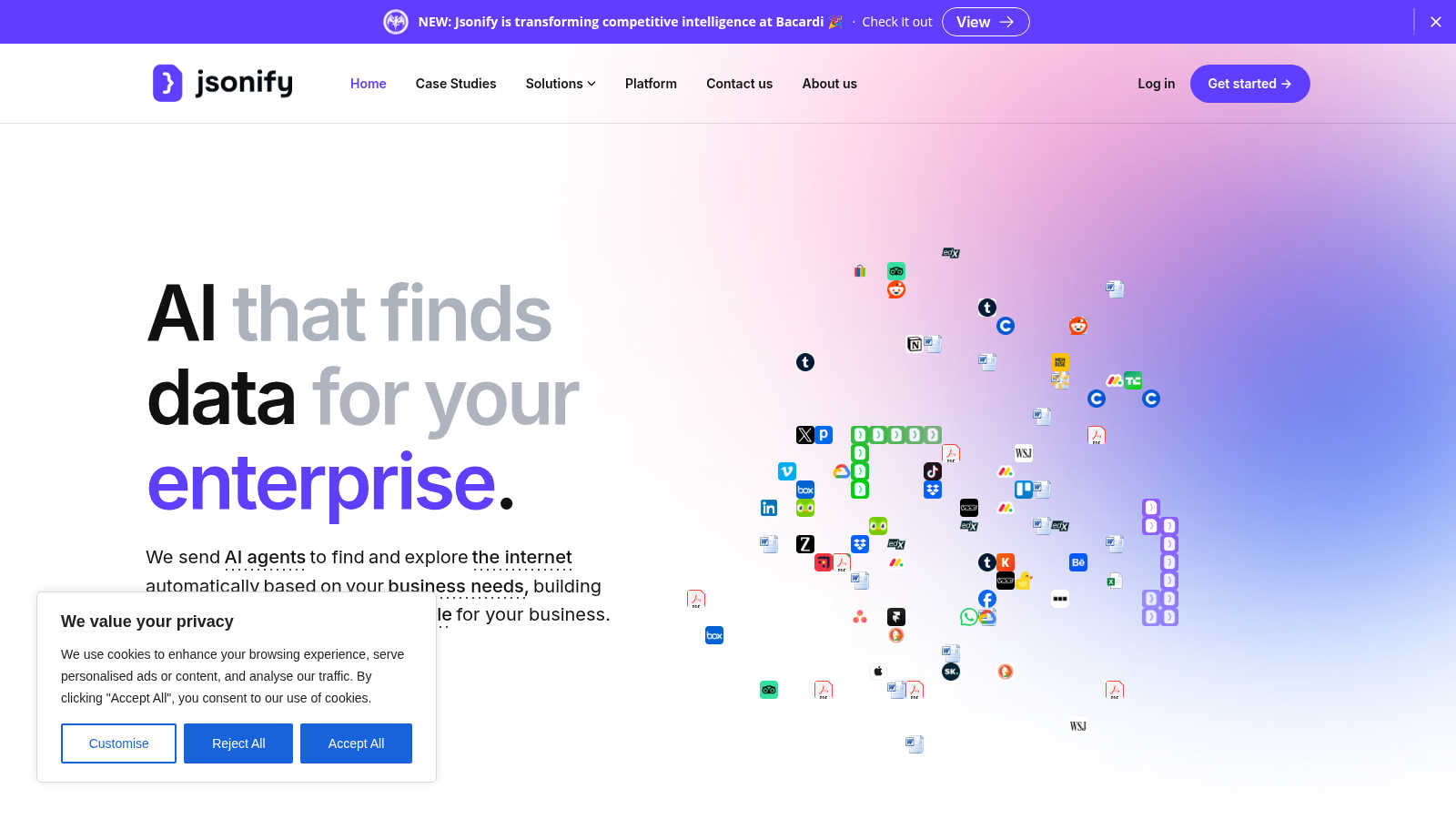 Jsonify application interface and features