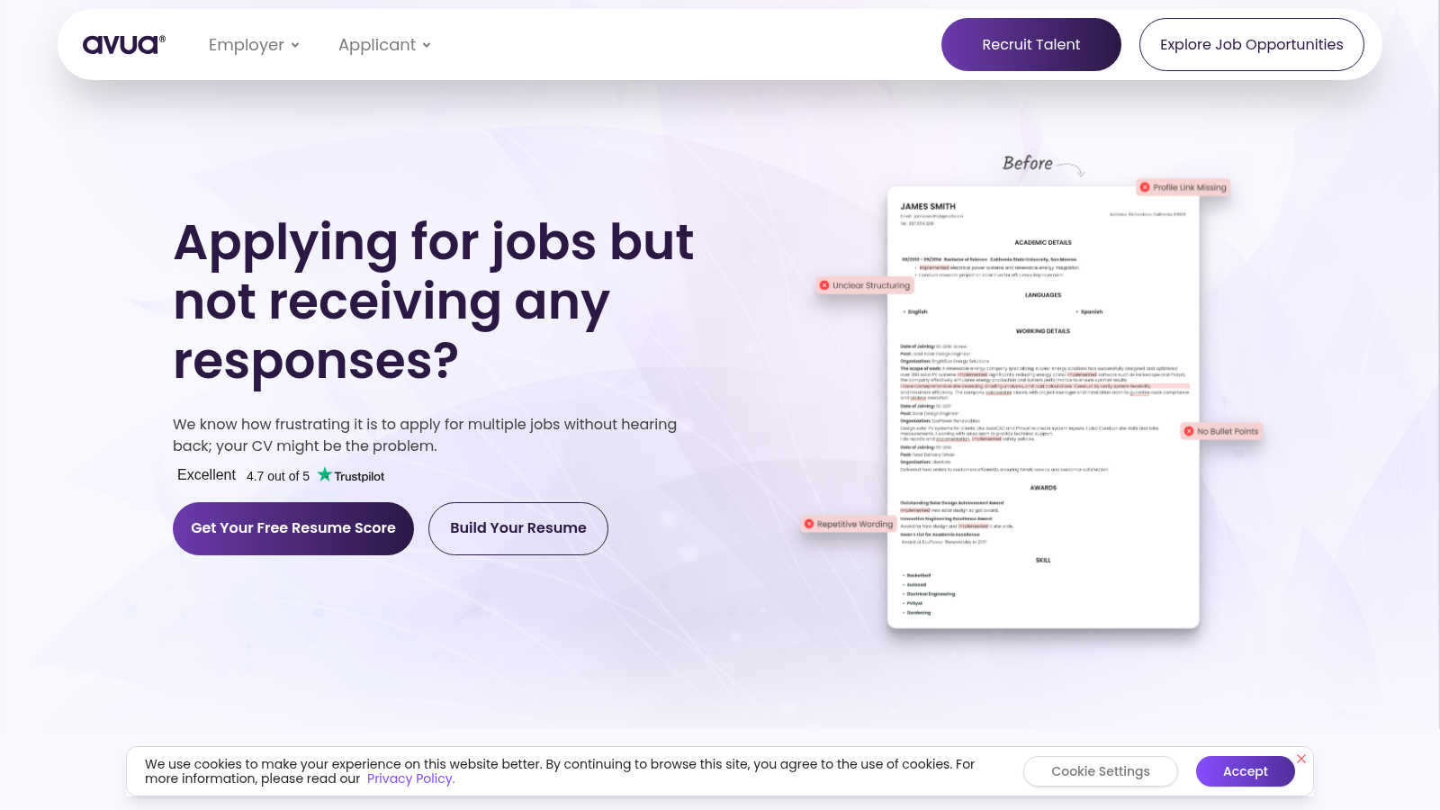 avua premium application interface and features