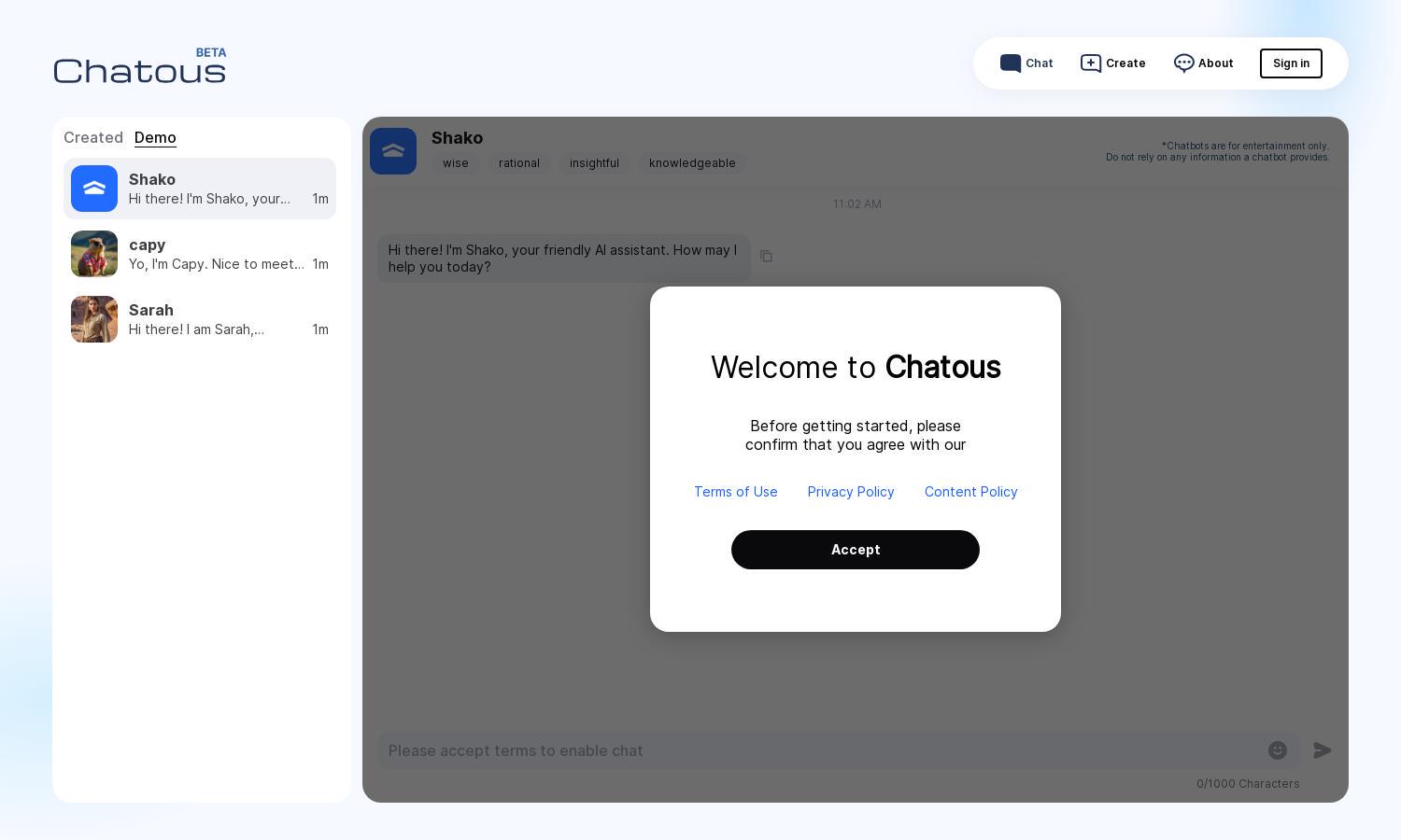 Chatous Website