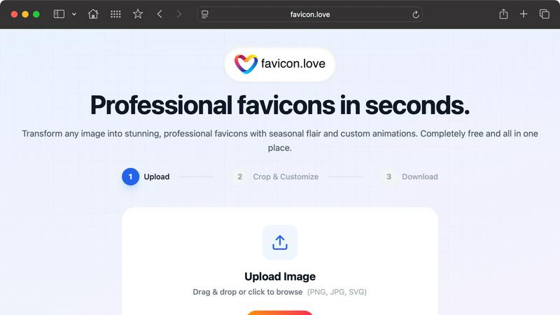 Favicon Love application interface and features