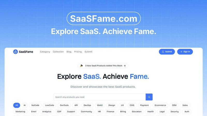 SaaSFame application interface and features