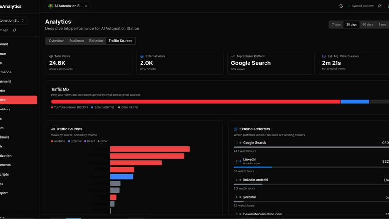 TubeAnalytics application interface and features